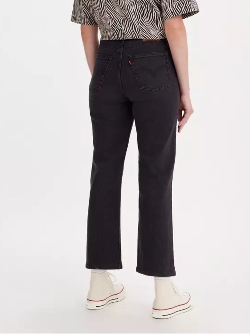 Levi’s Premium Big E Red Tab Ribcage Straight Ankle Faded Black Button Jeans 25